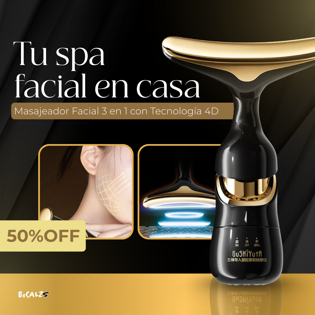 Masajeador Facial 3 en 1 con Tecnología 4D | Reafirma y Relaja Rostro, Ojos y Cuello | ¡Pídelo Hoy! ✨💖