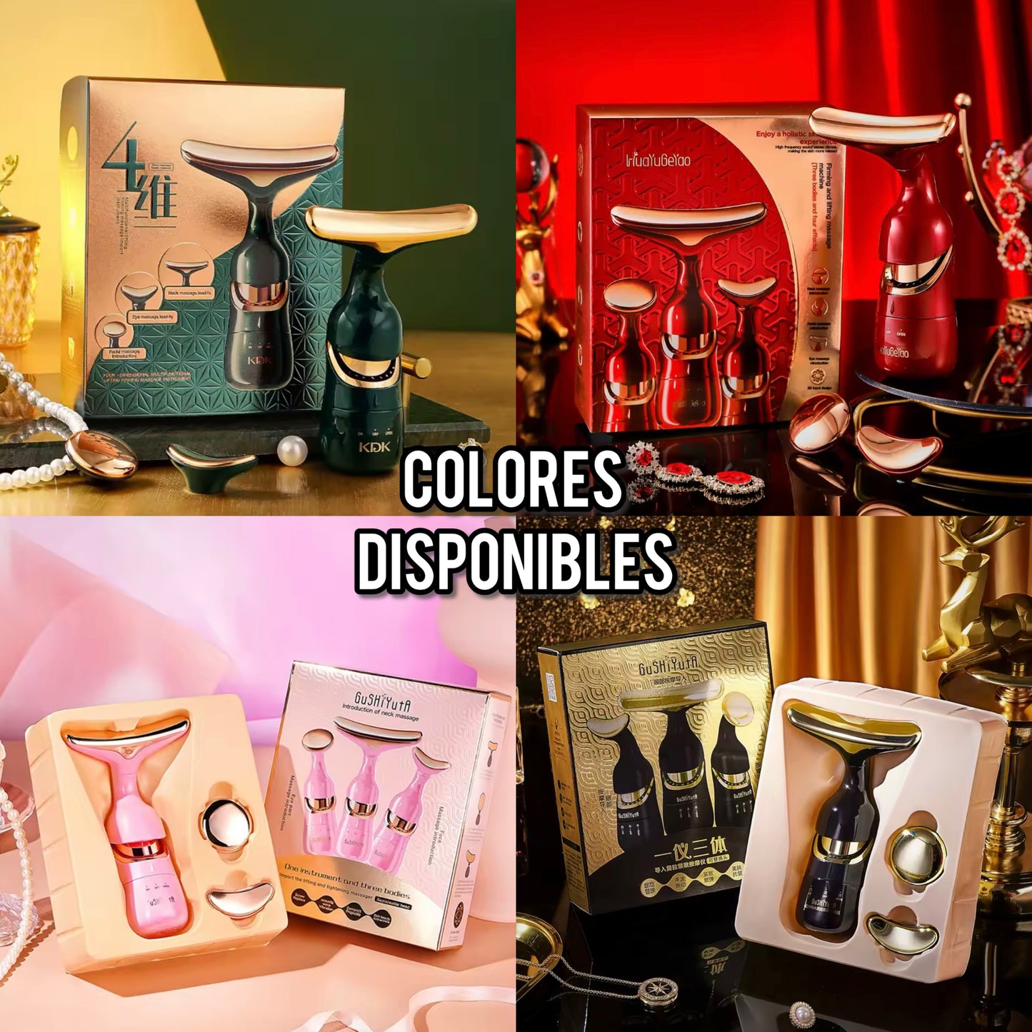 Masajeador Facial 3 en 1 con Tecnología 4D | Reafirma y Relaja Rostro, Ojos y Cuello | ¡Pídelo Hoy! ✨💖