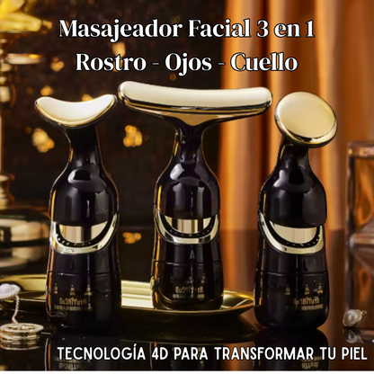 Masajeador Facial 3 en 1 con Tecnología 4D | Reafirma y Relaja Rostro, Ojos y Cuello | ¡Pídelo Hoy! ✨💖